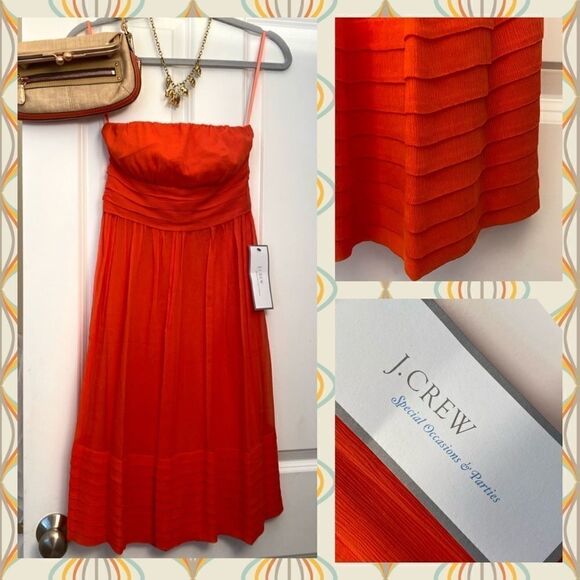 J crew strapless formal dress silk crape sz 0 P
